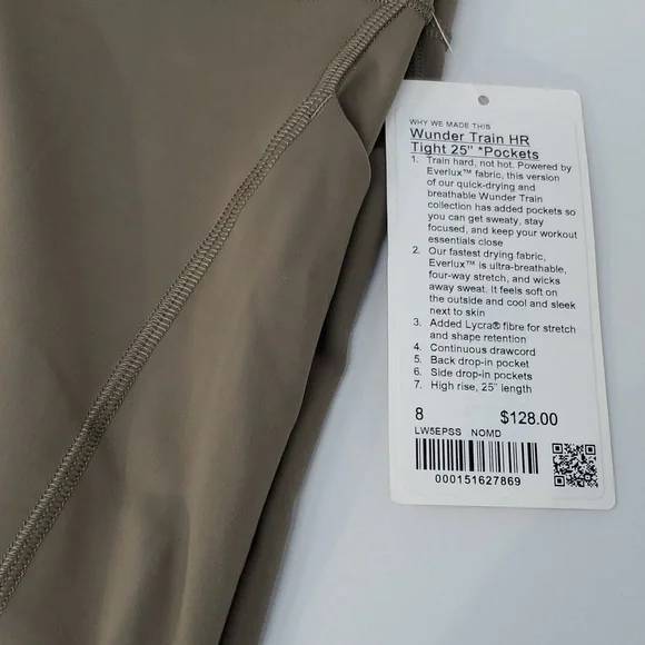 NWT Size nomad lululemon wunder train HR Tight 25